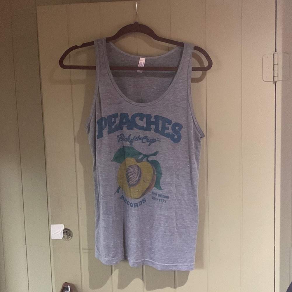 Heathered Grey Peaches Record Store Tank